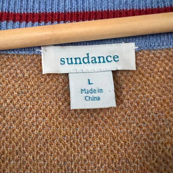 Sundance Wool Blend Fair Isle Vest Floral Pattern Knit Stripe V-Neck Large - Picture 3 of 5